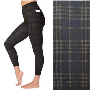 Sweaty Betty The Super Sculpt Plaid Leggings Womens XS Green Black High Rise 7/8